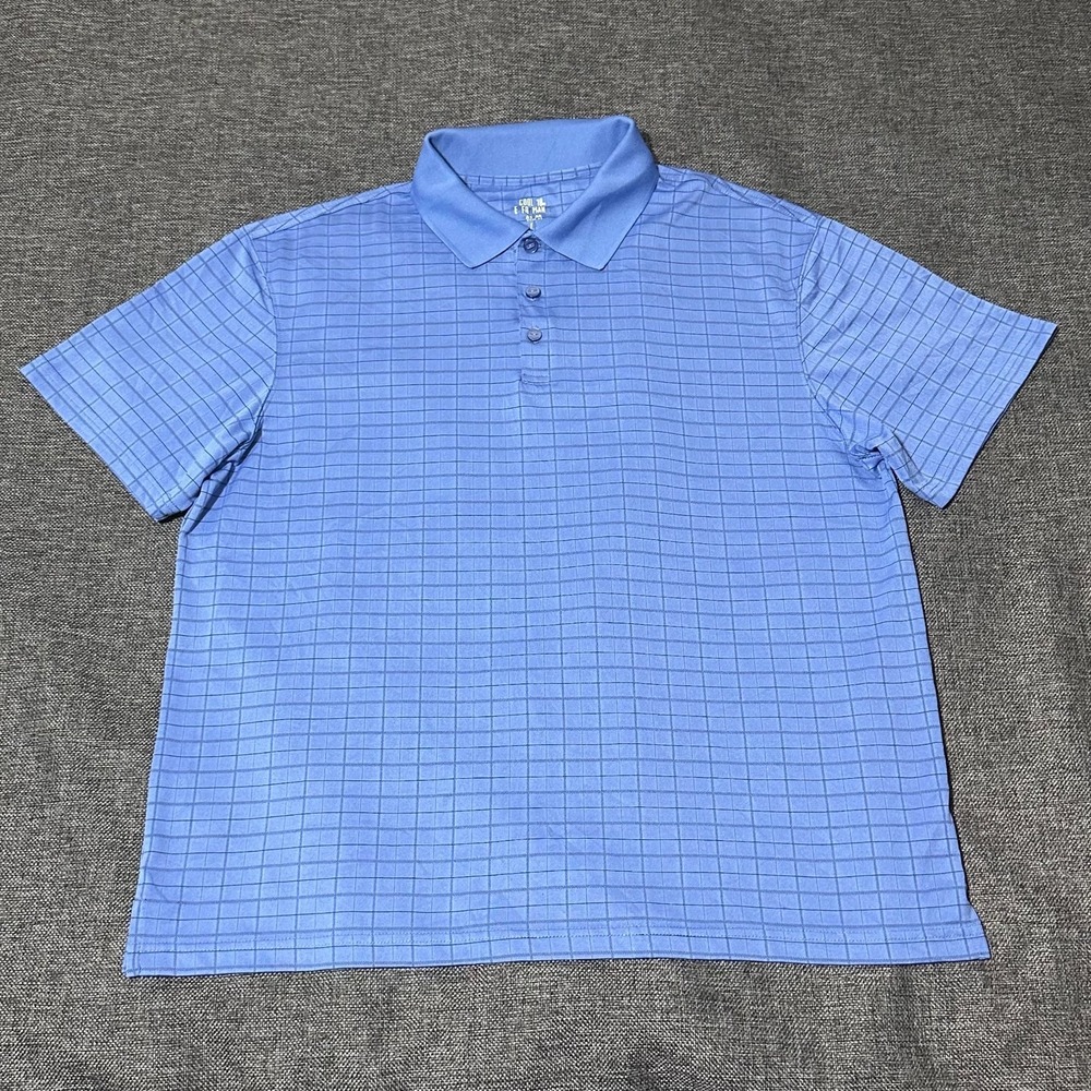Haggar Men's L Cool 18 Pro Performance Golf Plaid Check Polo Shirt‎